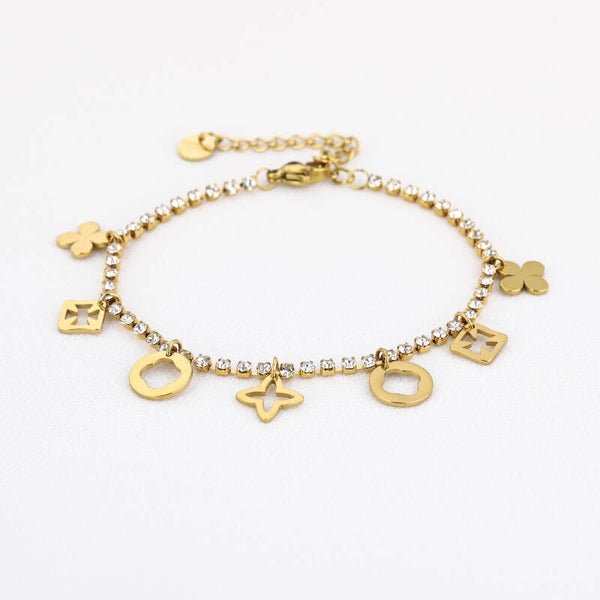 Bracelet Flower With A Diamond In Gold
