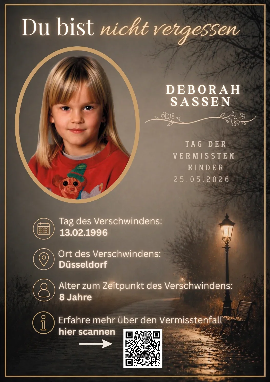 Gedenkplakat für die seit 2019 vermisste Rebecca Reusch