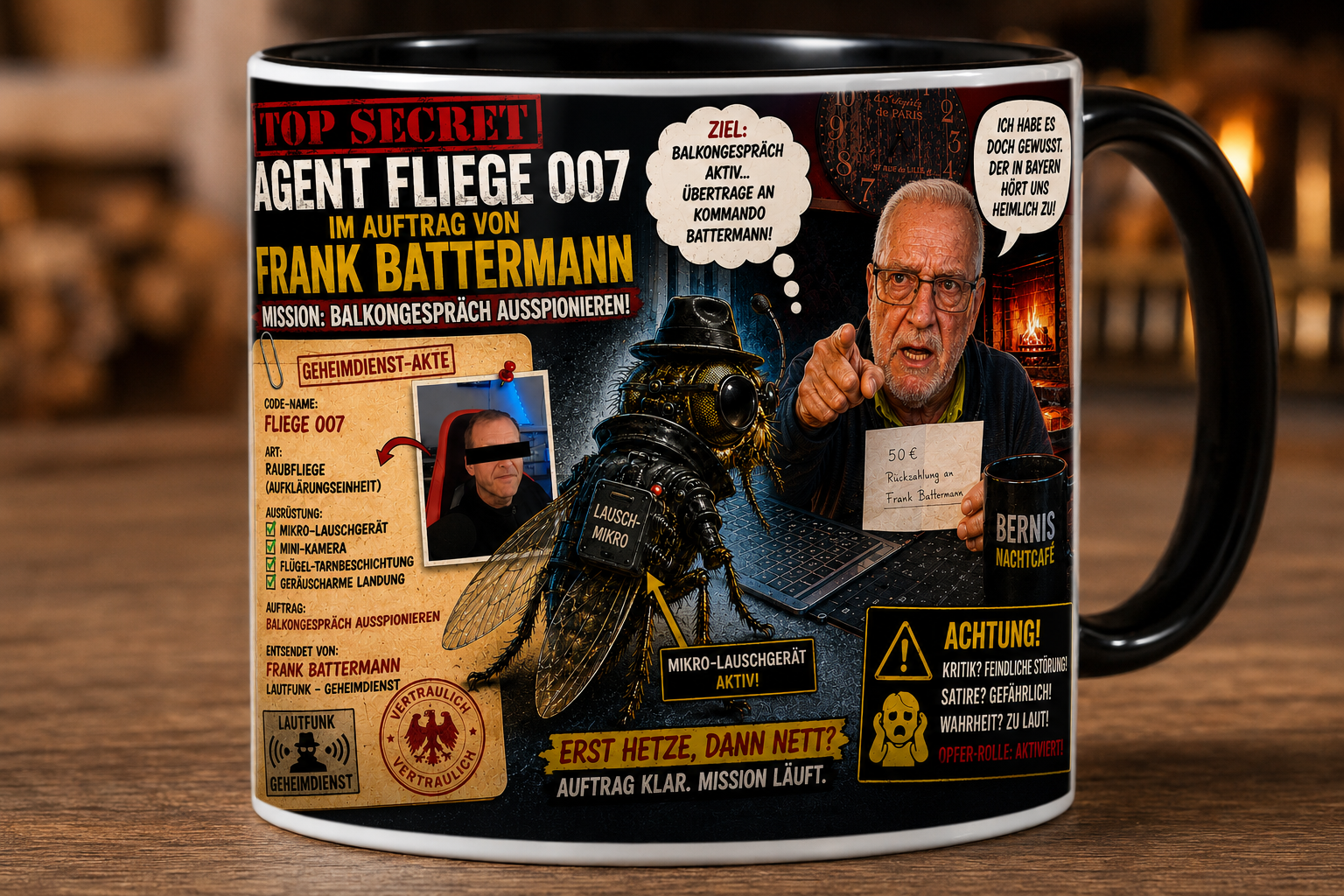 Kaffeetasse "Agent Fliege 007"