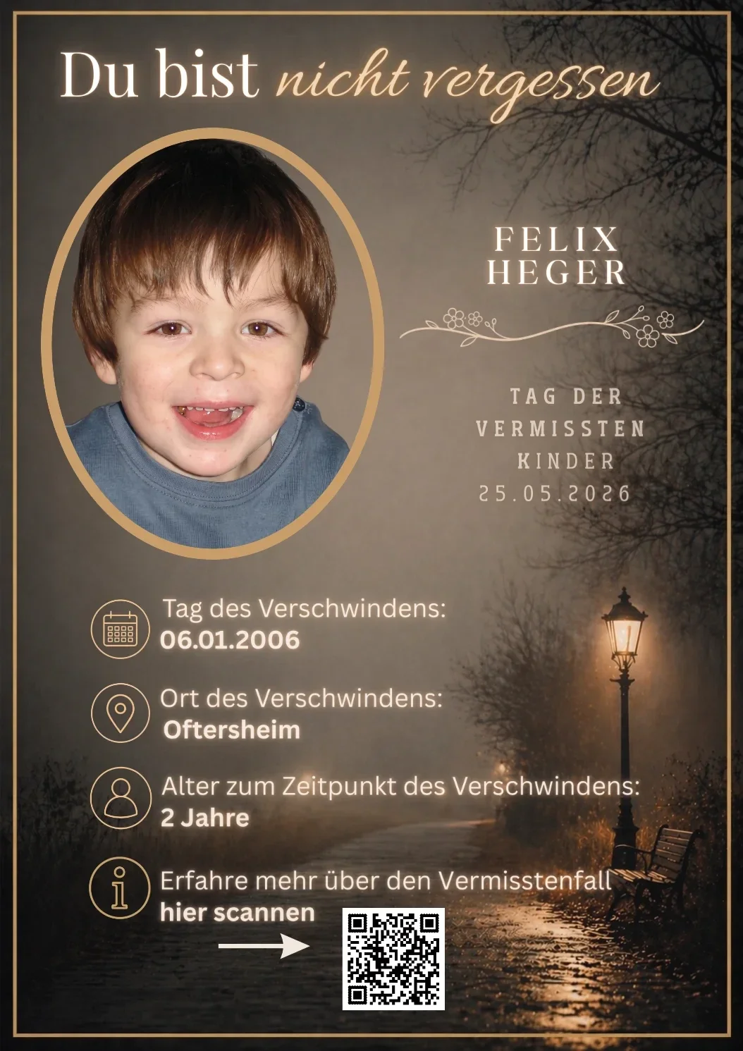 Gedenkplakat für die seit 2019 vermisste Rebecca Reusch