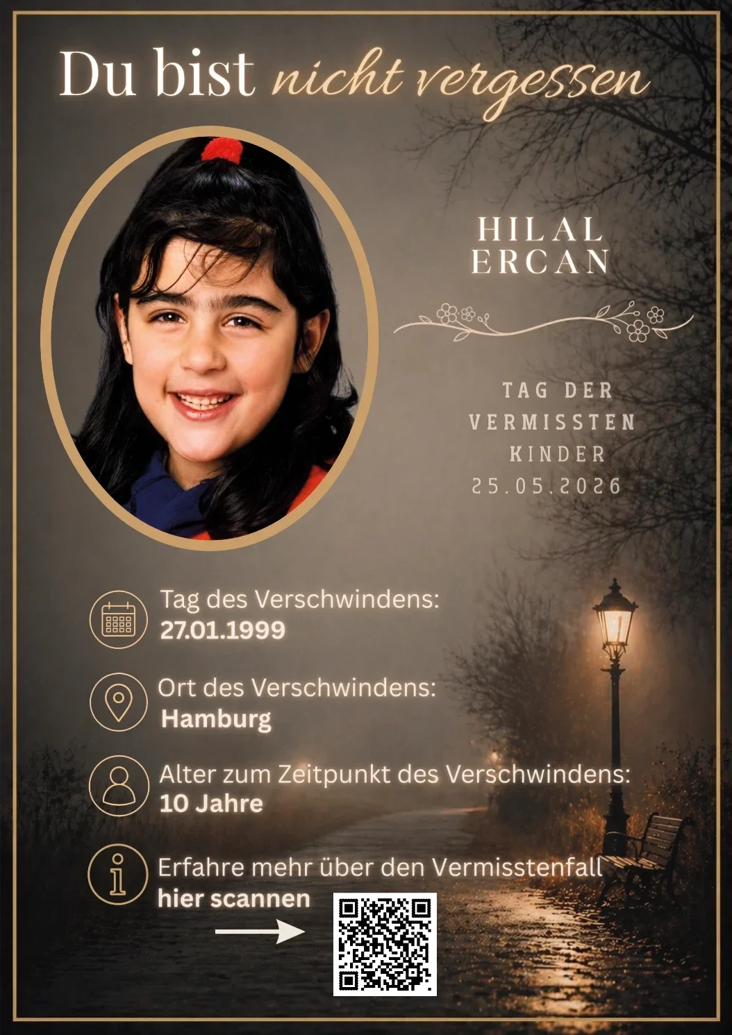 Gedenkplakat für die seit 1999 vermisste Hilal Ercan