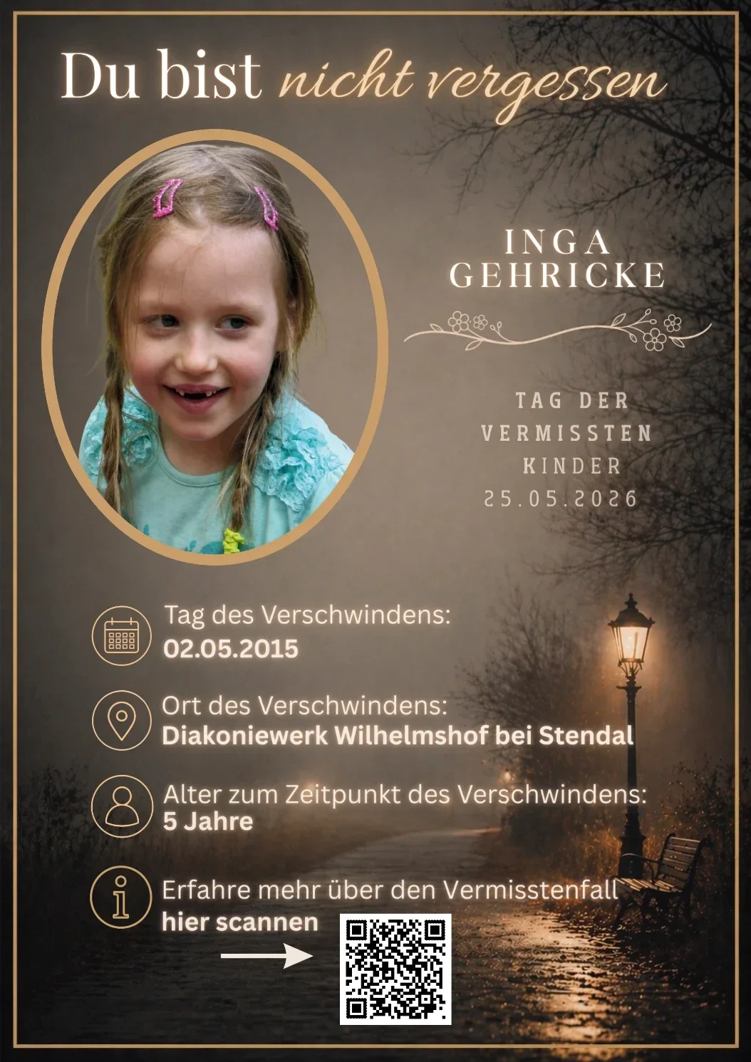 Gedenkplakat für die seit 2019 vermisste Rebecca Reusch