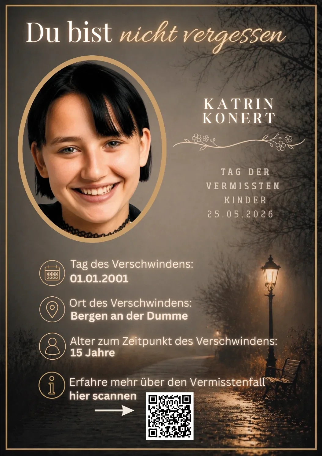 Gedenkplakat für die seit 2019 vermisste Rebecca Reusch