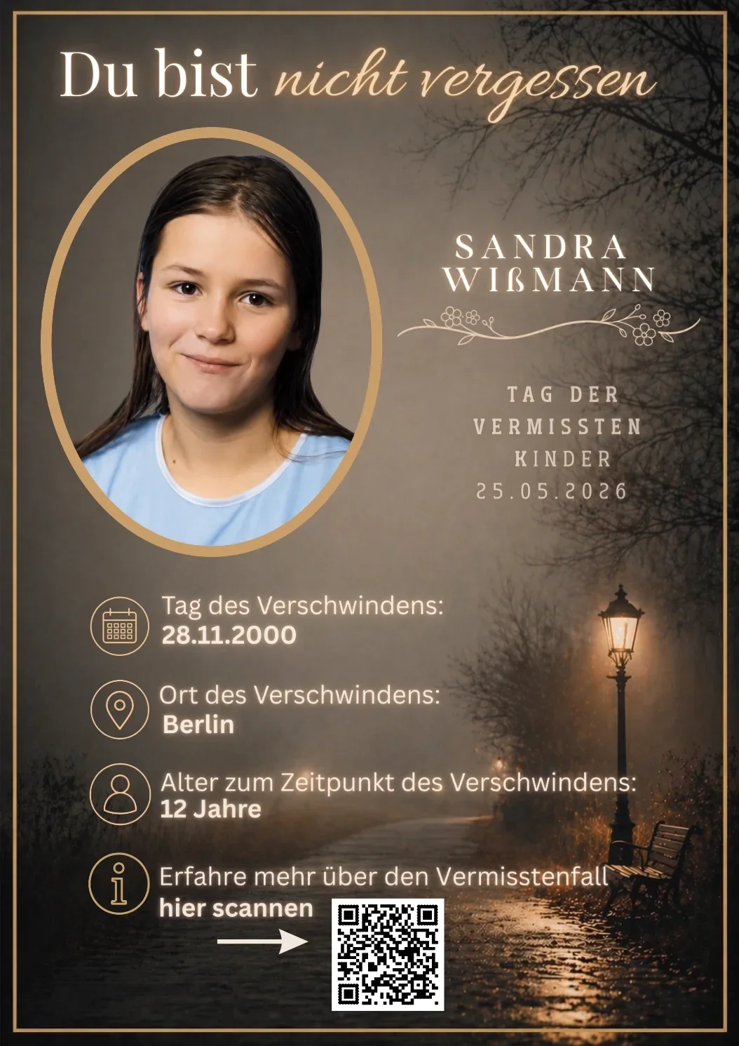 Gedenkplakat für die seit 2019 vermisste Rebecca Reusch