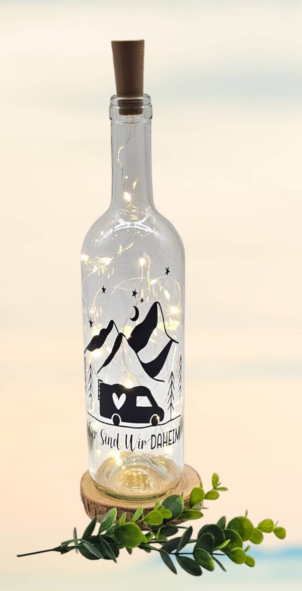 LED Flasche - Hier sind wir Daheim