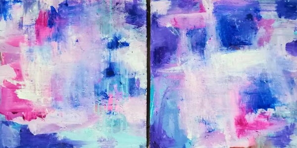 Abstract painting (2x) 40 x40 cm