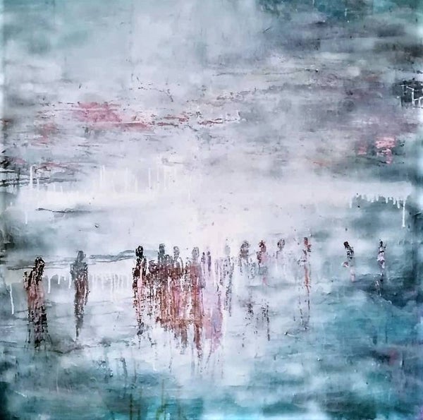 Abstract  figurative painting 100 x 100 cm