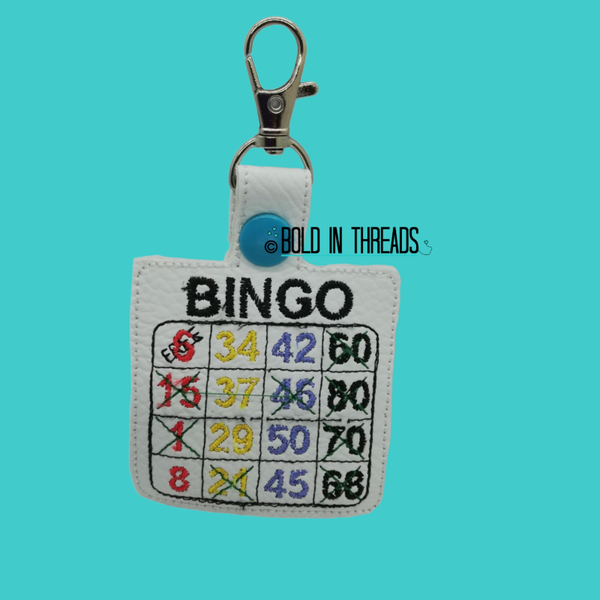 Bingo Card Keyring. Embroidered Bingo Gift.