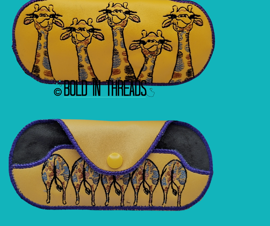 Judgy Giraffe Glasses Case - Embroidered Giraffe Design.