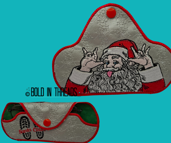 Cheeky Santa Glasses Case - Embroidered Christmas Design.