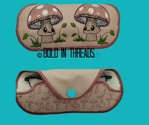 Toadstool Glasses Case - Embroidered Woodland Mushroom Design