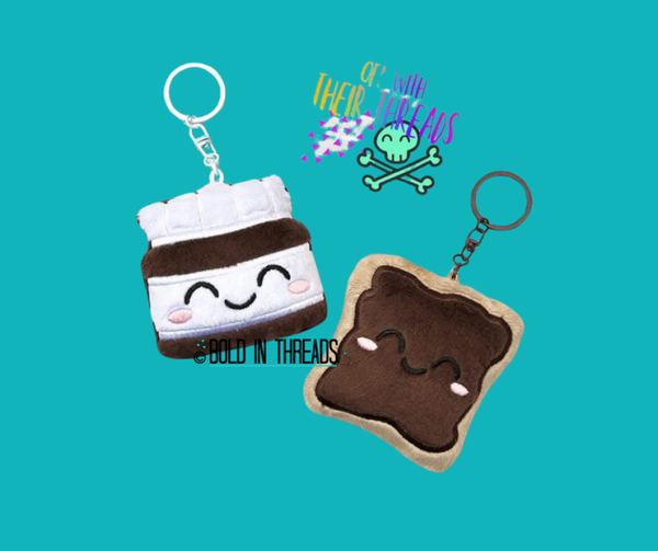 Chocolate Spread & Toast Embroidered Bag Tags - Choose One or Both.