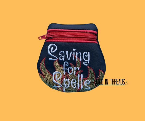 Saving for Spells - Embroidered Zipped Coin Pouch