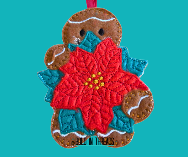 Poinsettia Gingerbread Hanging Decoration