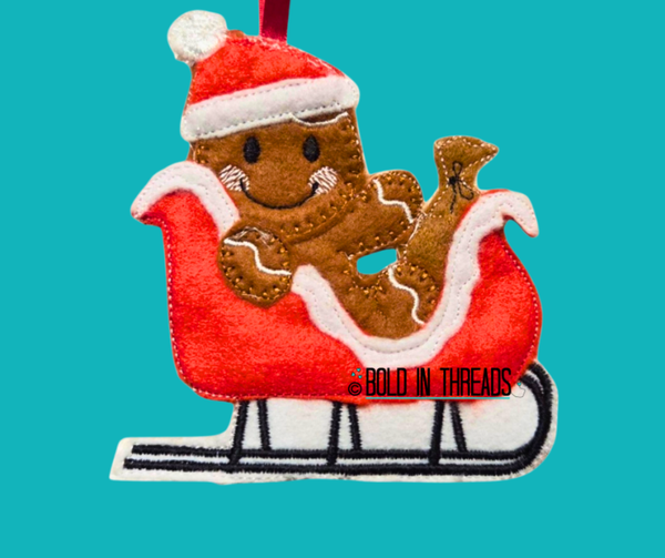Santa's Sleigh Ride Gingerbread Decoration