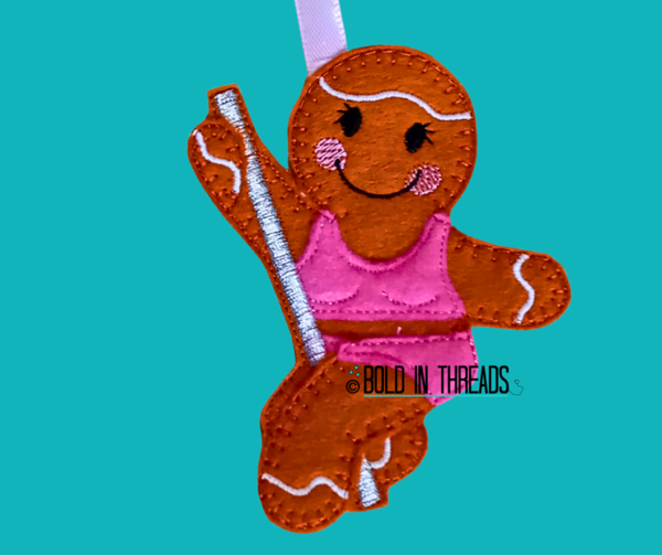Pole Dancer Gingerbread Decoration.
