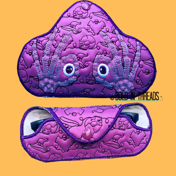 Peekaboo Skeleton Glasses Case. Funny Embroidered Spectacle Case