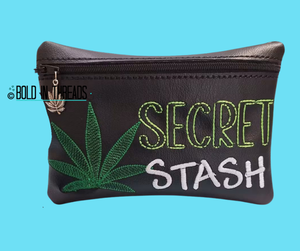 Secret Stash - Embroidered Zipped Pouch