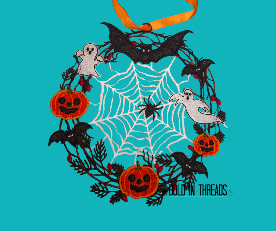 The Web of Frights - Freestanding Lace Halloween Wreath