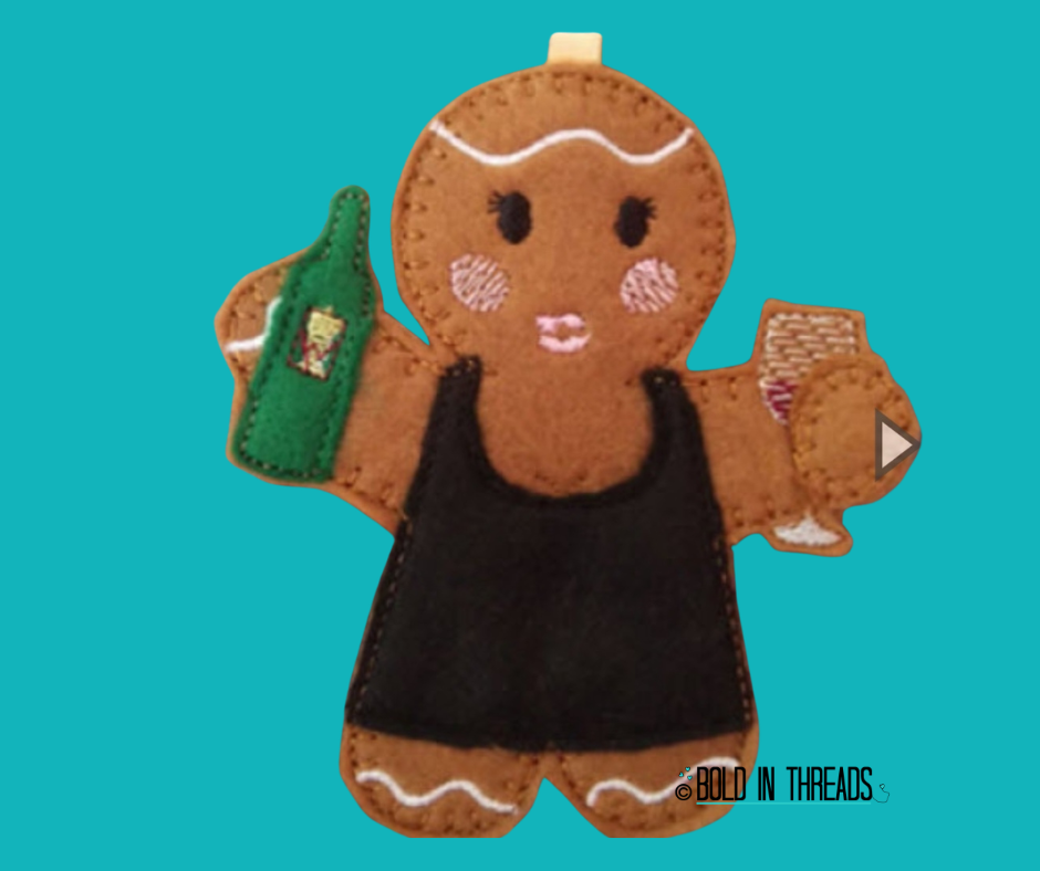 Wine Lover Gingerbread Lady - Funny Handmade Wine Gift