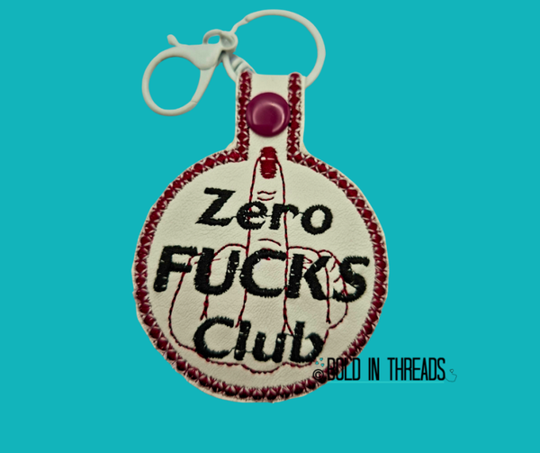 Zero Fucks Club Embroidered Keyring.