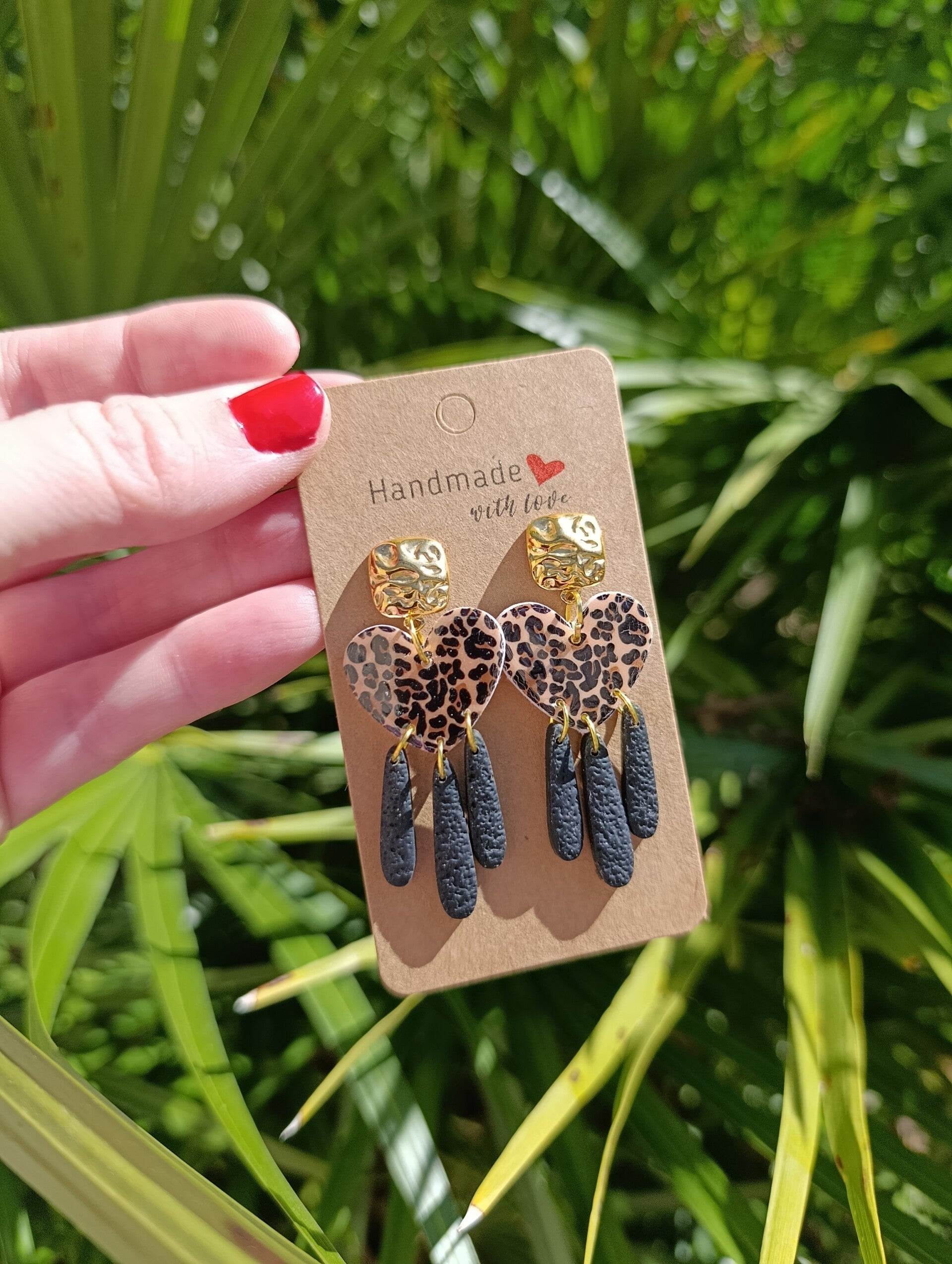 Boucles d’oreilles – cœur léopard