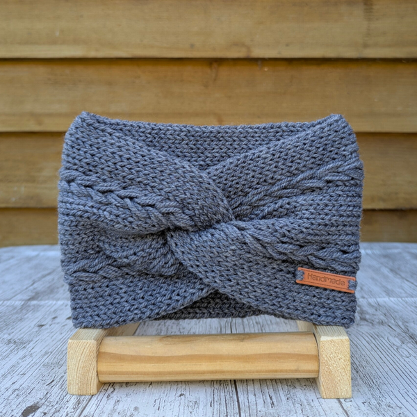 Granite Grey Knitted Headband Ear warmer