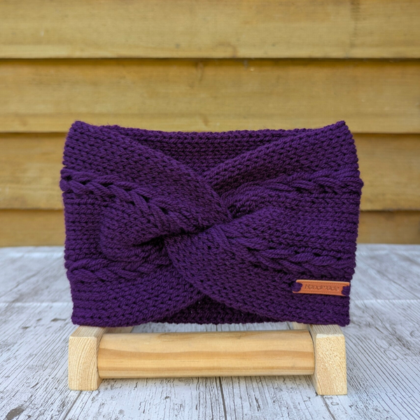 Purple Knitted Headband Ear warmer