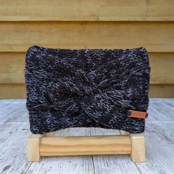 Denim Black Knitted Headband Ear warmer