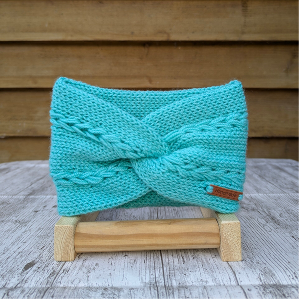 Aqua Knitted Headband Ear warmer