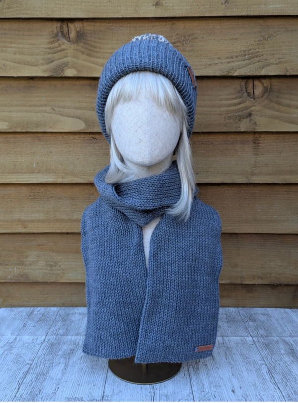 Granite Grey Knitted Hat and Scarf
