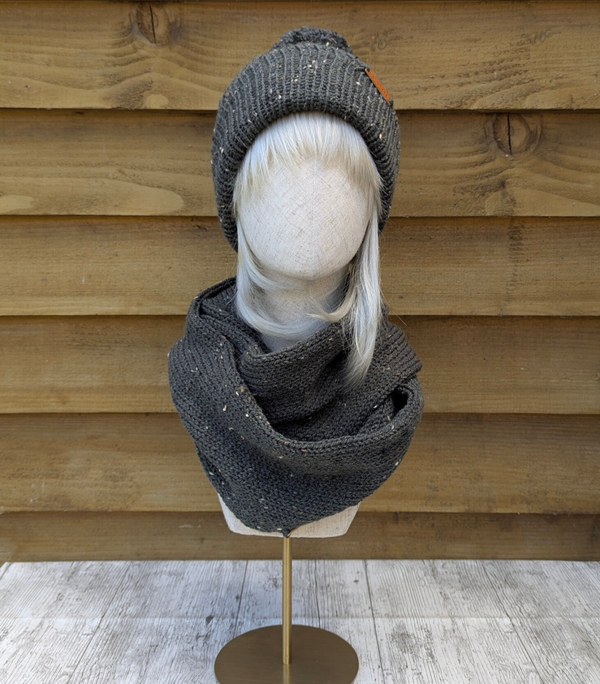 Forest Tweed Knitted Hat and Snood