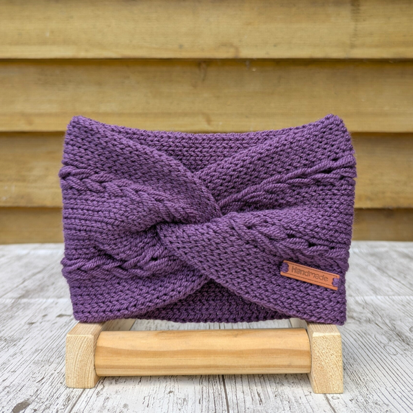 Plum Knitted Headband Ear warmer