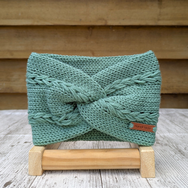 Sage Green Knitted Headband Ear warmer