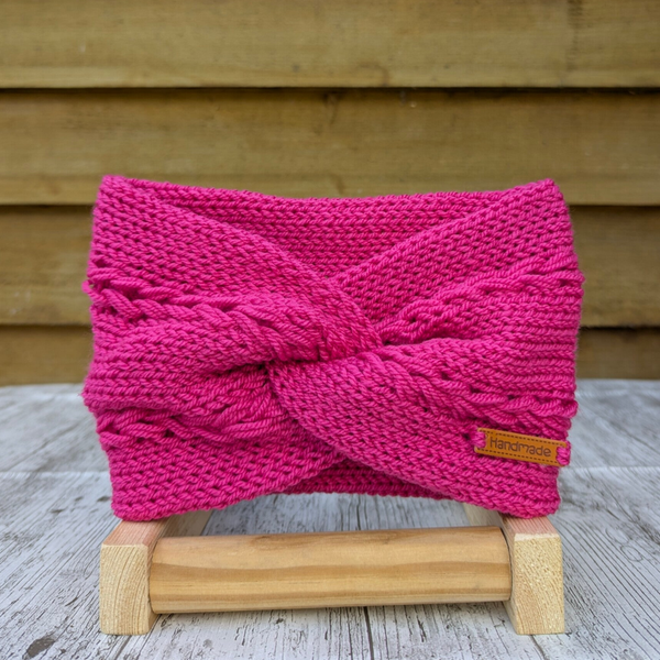 Magenta Pink Knitted Headband Ear warmer