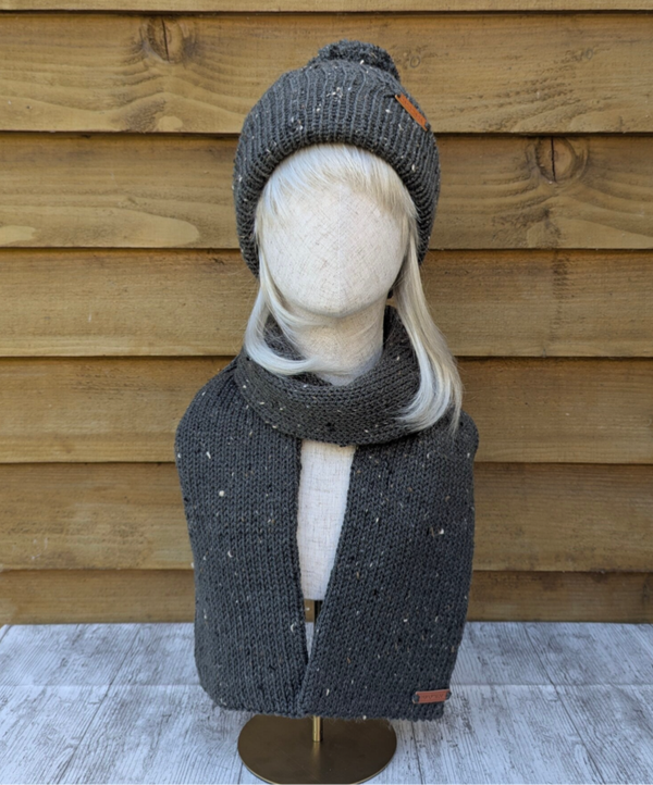 Forest Tweed Knitted Hat and Scarf