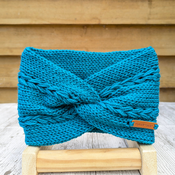 Turquoise Knitted Headband Ear warmer