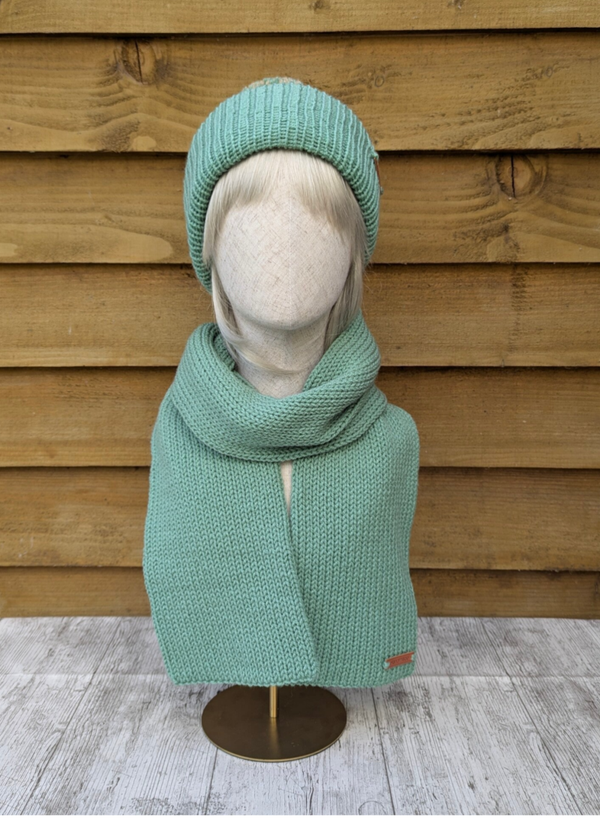 Sage Green Knitted Hat and Scarf