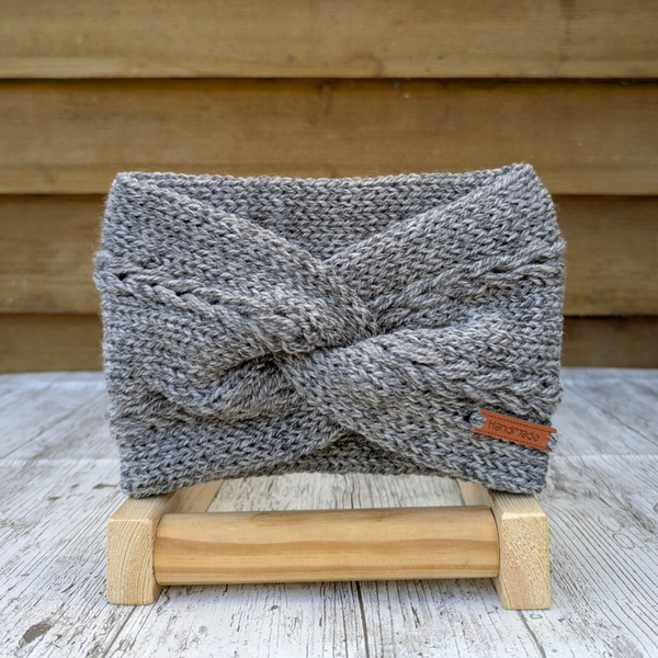 Marble Grey Knitted Headband Ear warmer