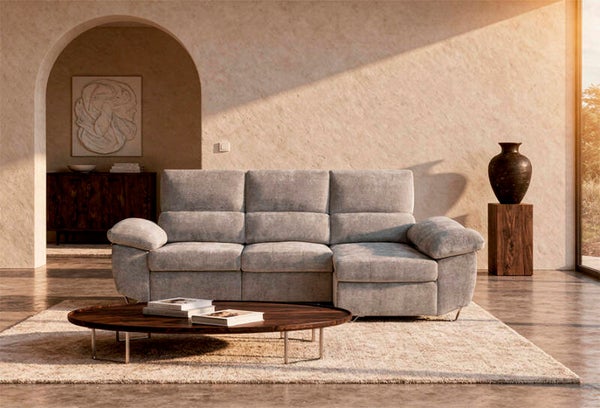 SOFÁ CHAISE LONGUE 265 CM ASIENTOS DESLIZANTES DERECHA GRIS