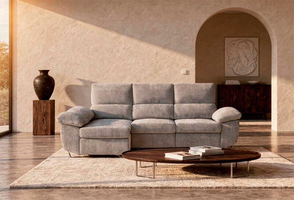 SOFÁ CHAISE LONGUE 265 CM ASIENTOS DESLIZANTES IZQUIERDO GRIS