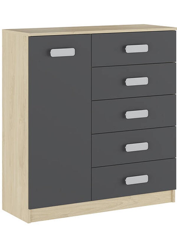 CÓMODA 5 CAJONES Y 1 PUERTA 100CMS VARIOS COLORES