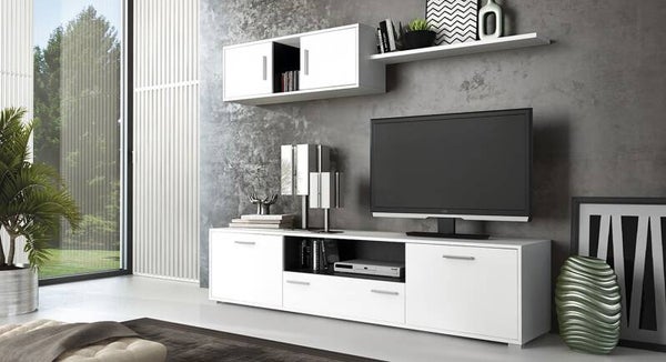 COMPOSICIÓN 200CM: MUEBLE DE TV+ALTO CON 2 PUERTAS+ESTANTE