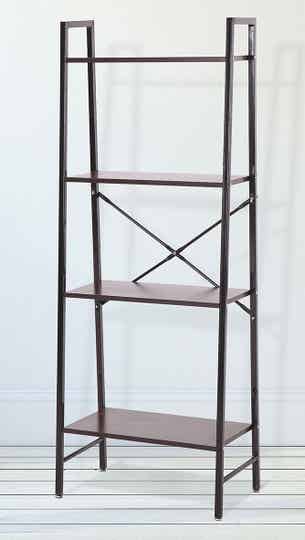ESTANTERIA MADERA WENGUE Y ESTRUCTURA METALICA NEGRA 60CMS