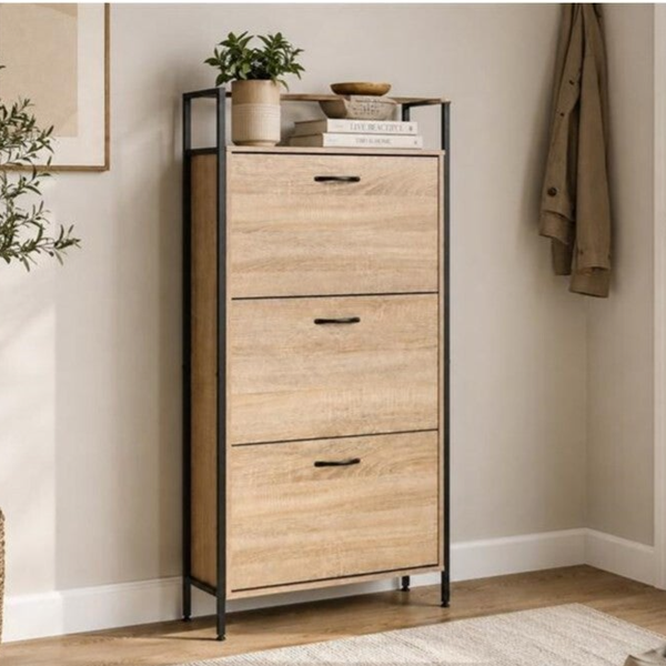 ZAPATERO 60CMS CON TRES PUERTAS MADERA Y METAL