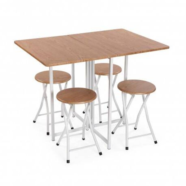 JUEGO DE MESA PLEGABLE Y 4 TABURETES PATA NEGRA O BLANCA