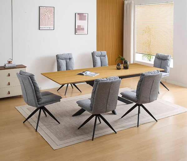 MESA EXTENSIBLE 160-240X90 + 6 SILLAS GRIS O BEIGE