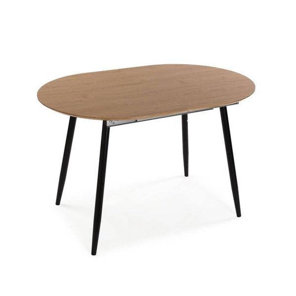 MESA OVALADA EXTENSIBLE 120/160 PATAS NEGRAS