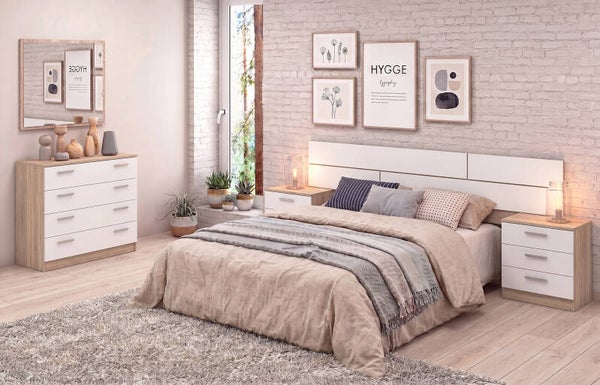 CABECERO 222CM+2 MESAS DE NOCHE+1 CÓMODA+1 ESPEJO. VARIOS COLORES