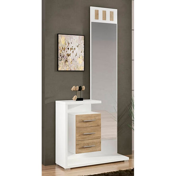 RECIBIDOR CON 3 CAJONES Y ESPEJO 85CM VARIOS COLORES